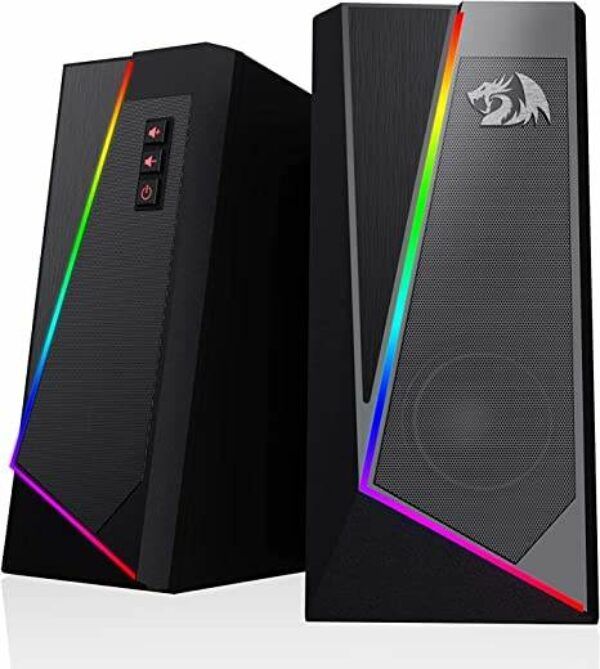Redragon GS520 RGB Desktop Speakers, 2.0 Channel PC Computer Stereo Speaker with 6 Colorful LED Modes, Enhanced Sound and Easy-Access Volume Control, USB Powered w/ 3.5mm Cable