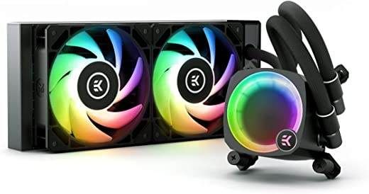 EK Nucleus AIO CR240 Lux D-RGB All-in-One Liquid CPU Cooler with EK FPT Fans, Water Cooling Computer Parts, 120mm Fan, Compatible with Latest Intel & AMD CPUs