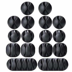 OHill Cable Clips,16 Pack Black Adhesive Cord Holders, Ideal Cable Cords Management for Organizing Cable Wires-Home, Office, Car, Desk Nightstand
