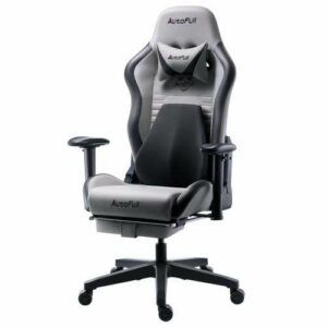 AutoFull C3 Gaming Chair Ergonomic Office Chair with 3D Bionic Lumbar Support Racing Style PU Leather Computer PC Chair for Adults with Footrest,Grey