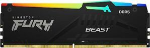 Kingston Fury Beast RGB 32GB 4800MT/s DDR5 CL38 DIMM Desktop Memory Single Module | Intel XMP 3.0 | Infrared Sync Technology | Overclocking Stability | KF548C38BBA-32