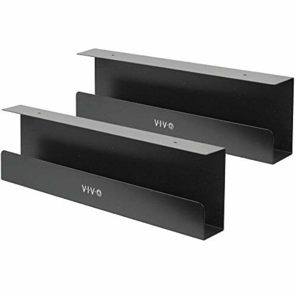 VIVO Under Desk 17 inch Cable Management Trays, Power Strip Holders, Cord Organizers, Wire Tamers for Office and Home, Black, 2 Pack, DESK-AC06-2C