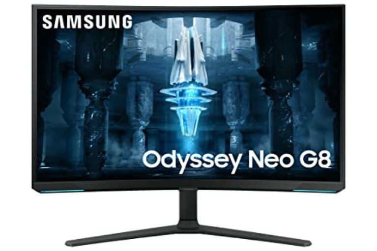 SAMSUNG 32" Odyssey Neo G8 4K UHD 240Hz 1ms G-Sync 1000R Curved Gaming Monitor, Quantum HDR2000, AMD FreeSync Premium Pro, Matte Display, Ultrawide Game View, DisplayPort, Black & White, 2022