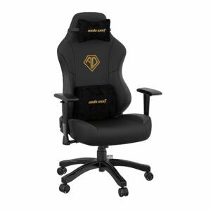 Anda Seat Phantom 3 Leather Gaming Chairs for Adults - Large Wide Seat Gaming Chair with Lumbar Support, Comfortable Premium Video Gaming Seats with Headrest - Black Gaming Chair with Cushion