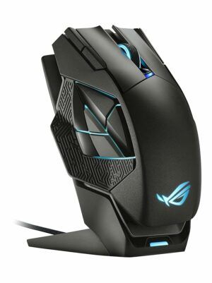 ASUS ROG Spatha X Wireless Gaming Mouse (Magnetic Charging Stand, 12 Programmable Buttons, 19,000 DPI, Push-fit Hot Swap Switch Sockets, ROG Micro Switches&Paracord and Aura RGB lighting),Black